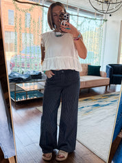 Metro Stripe Wide Leg Jeans
