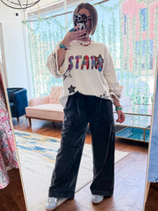 STAR PATCH FRONT WASHED TERRY PULLOVER