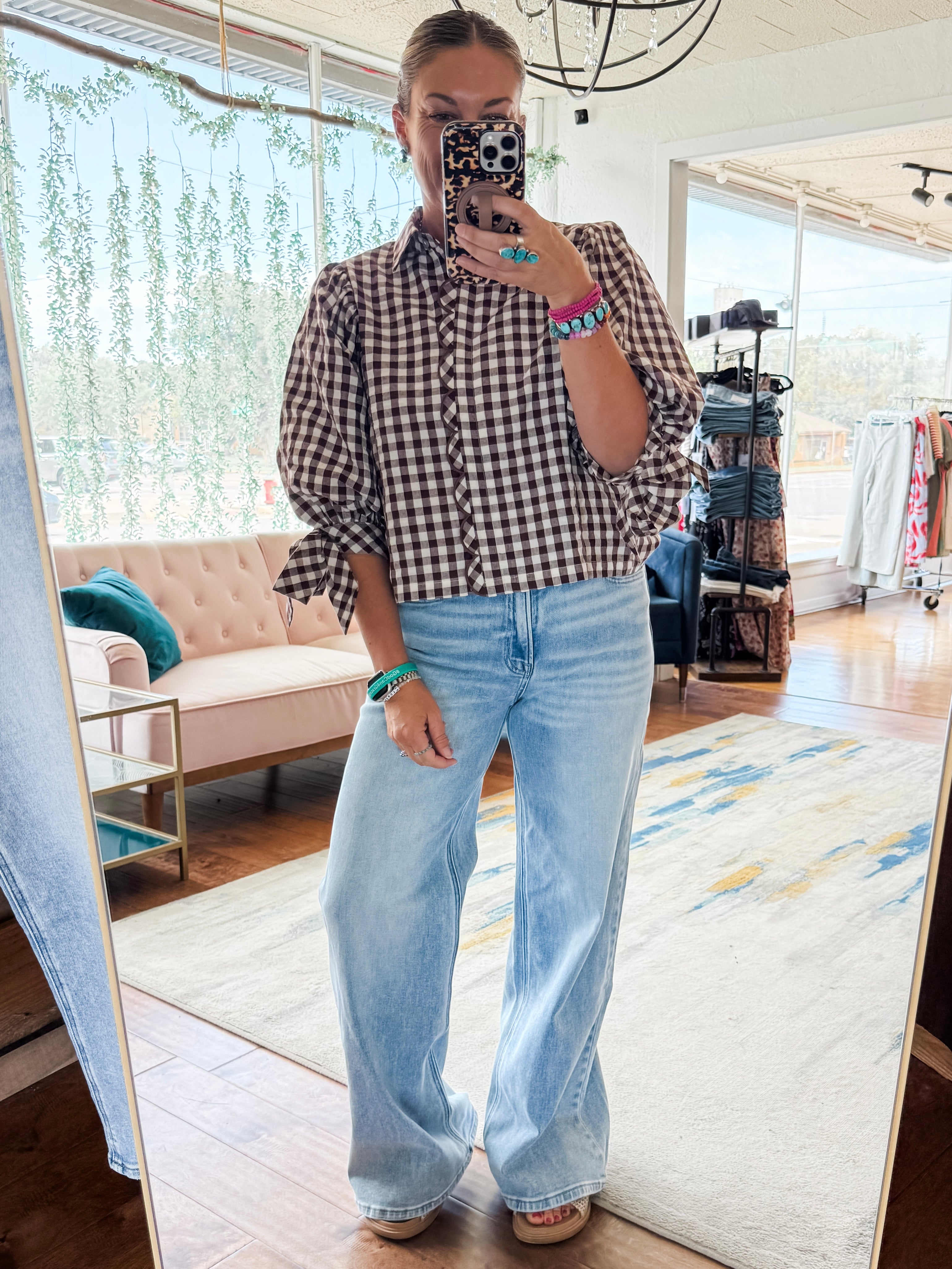 Gingham Tie Top