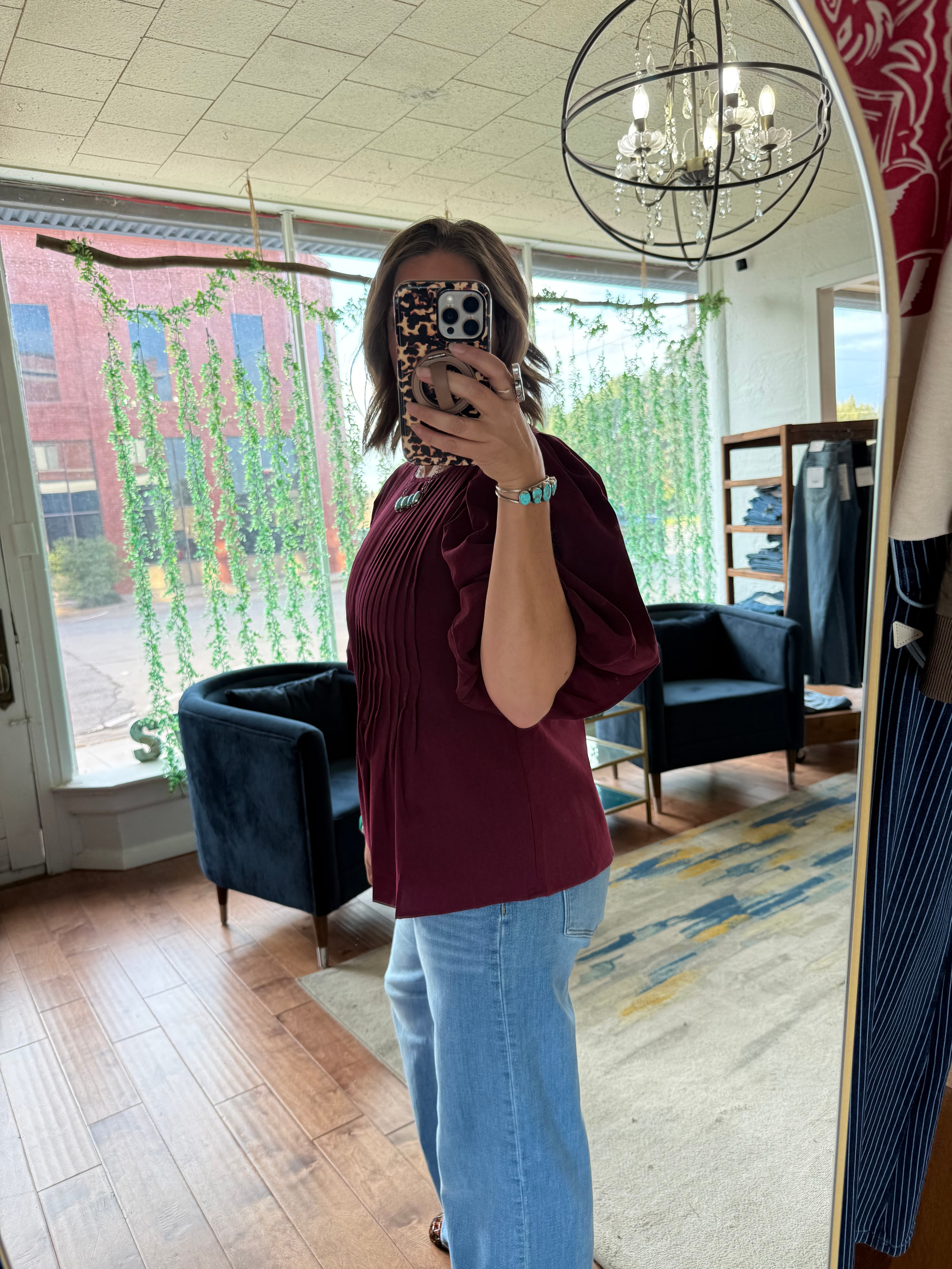 Merlot Pleated Top