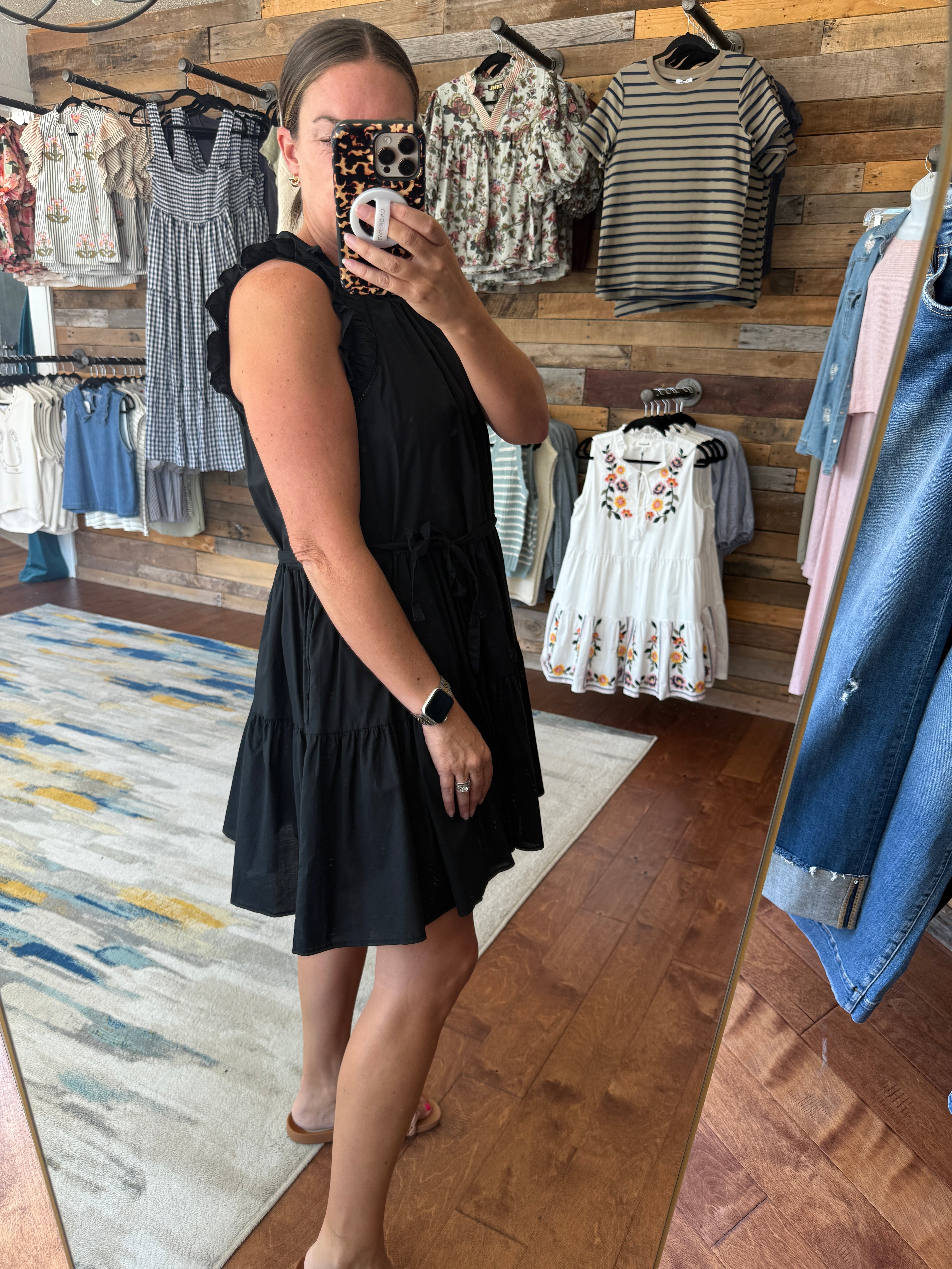 Sleeveless Ruffle Poplin Mini Dress