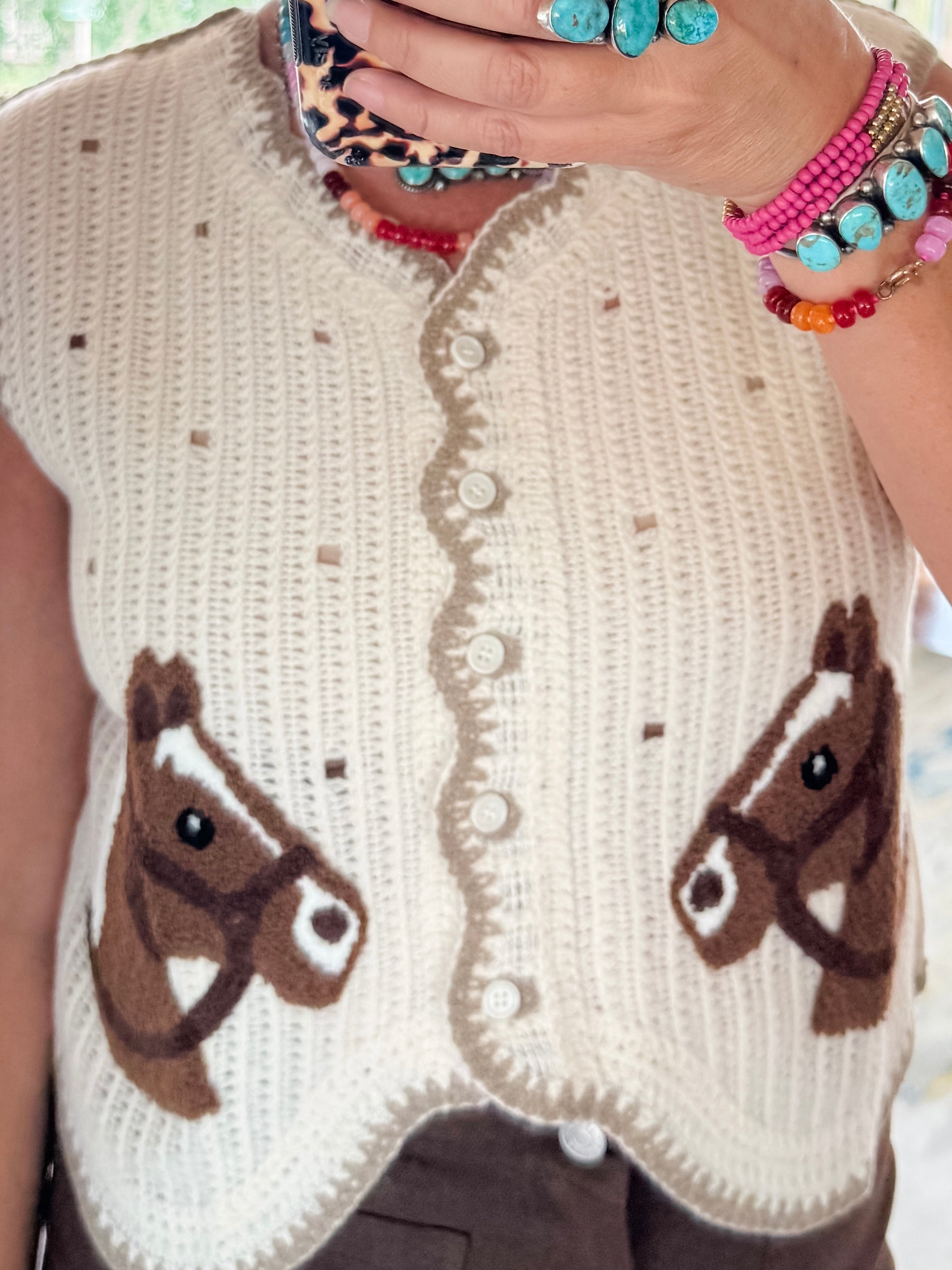 Horse Patch  Sweater Vest