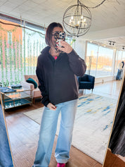 Snap Collar Pullover Sweatshirt