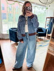 Suede Contrast Denim Jacket