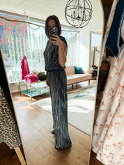 Metallic Muscle Top Pant Set