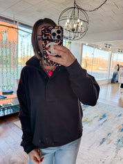 Snap Collar Pullover Sweatshirt