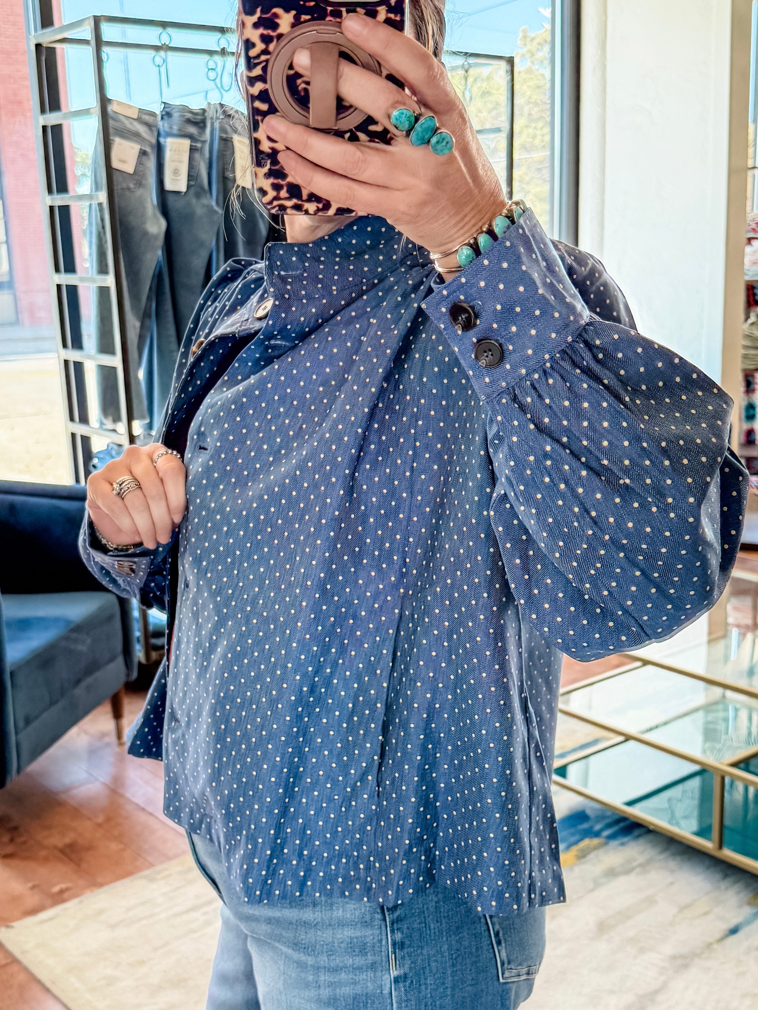 Denim Polka Dot Jacket