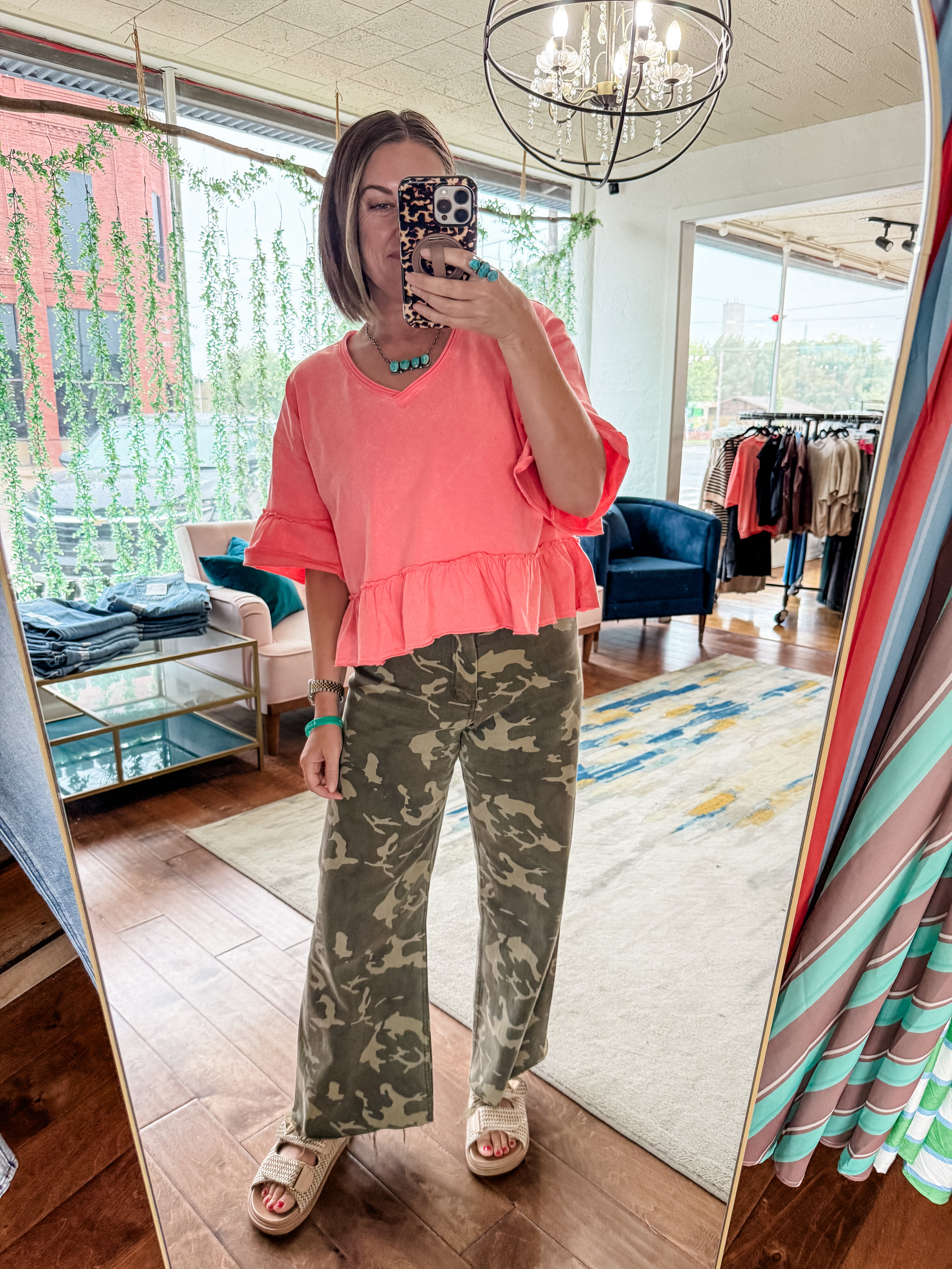 Camo Wide-Leg Utility Jeans