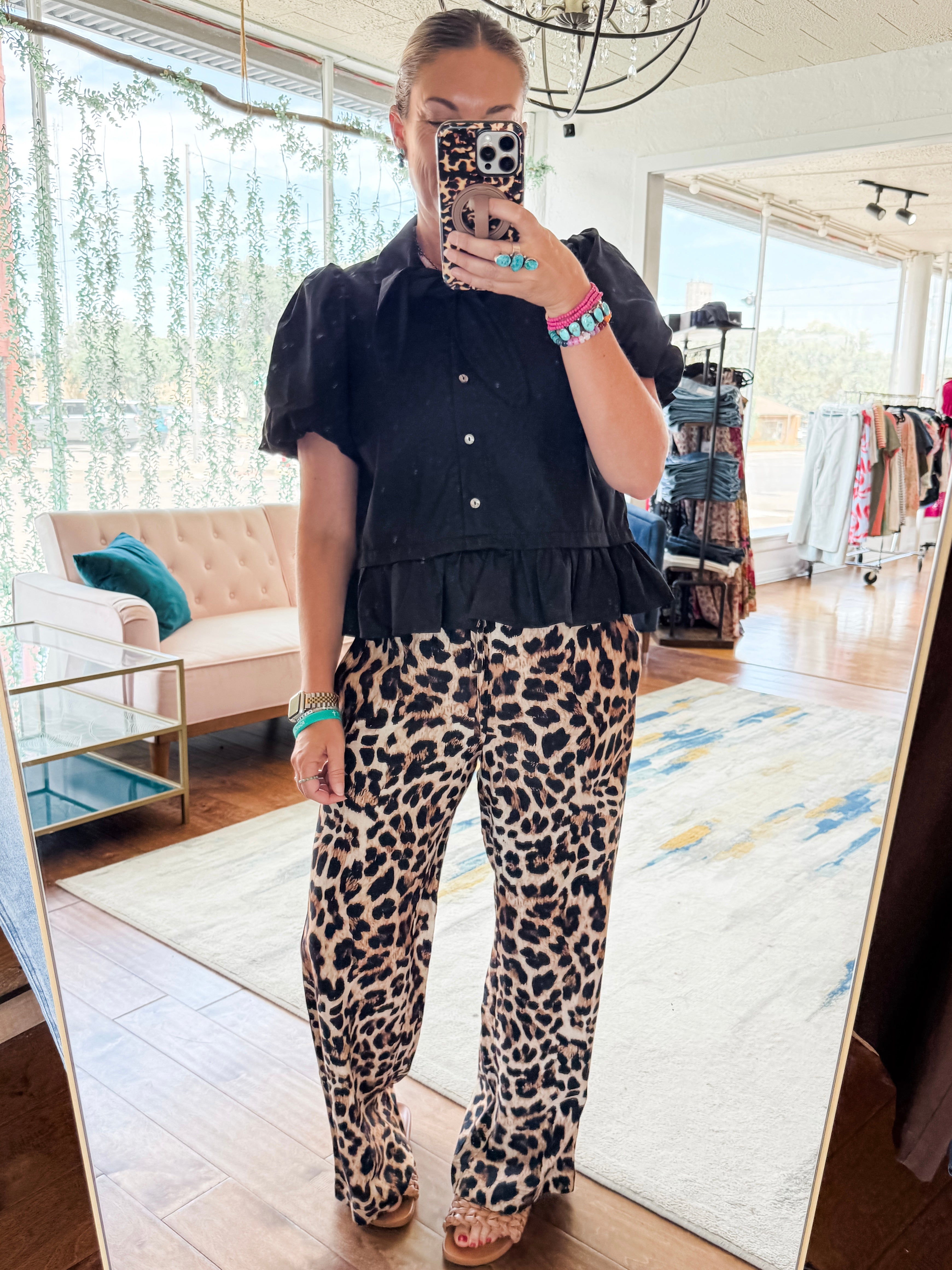 Neck Tie Puff Top