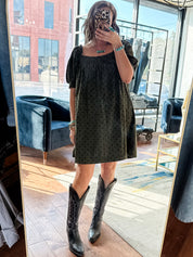 Dot Corduroy Smocked Dress