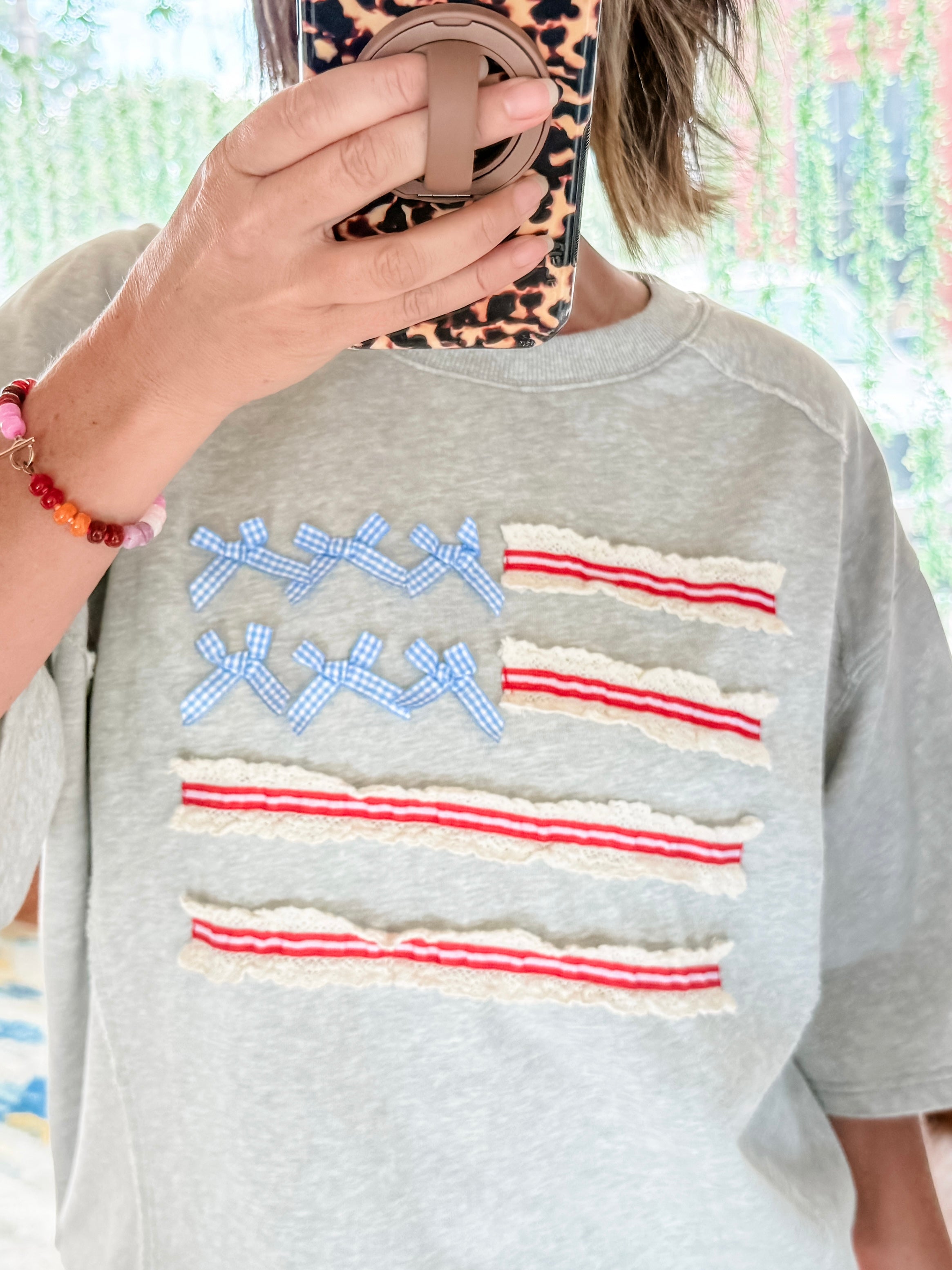 AMERICAN FLAG WASHED TERRY PULLOVER