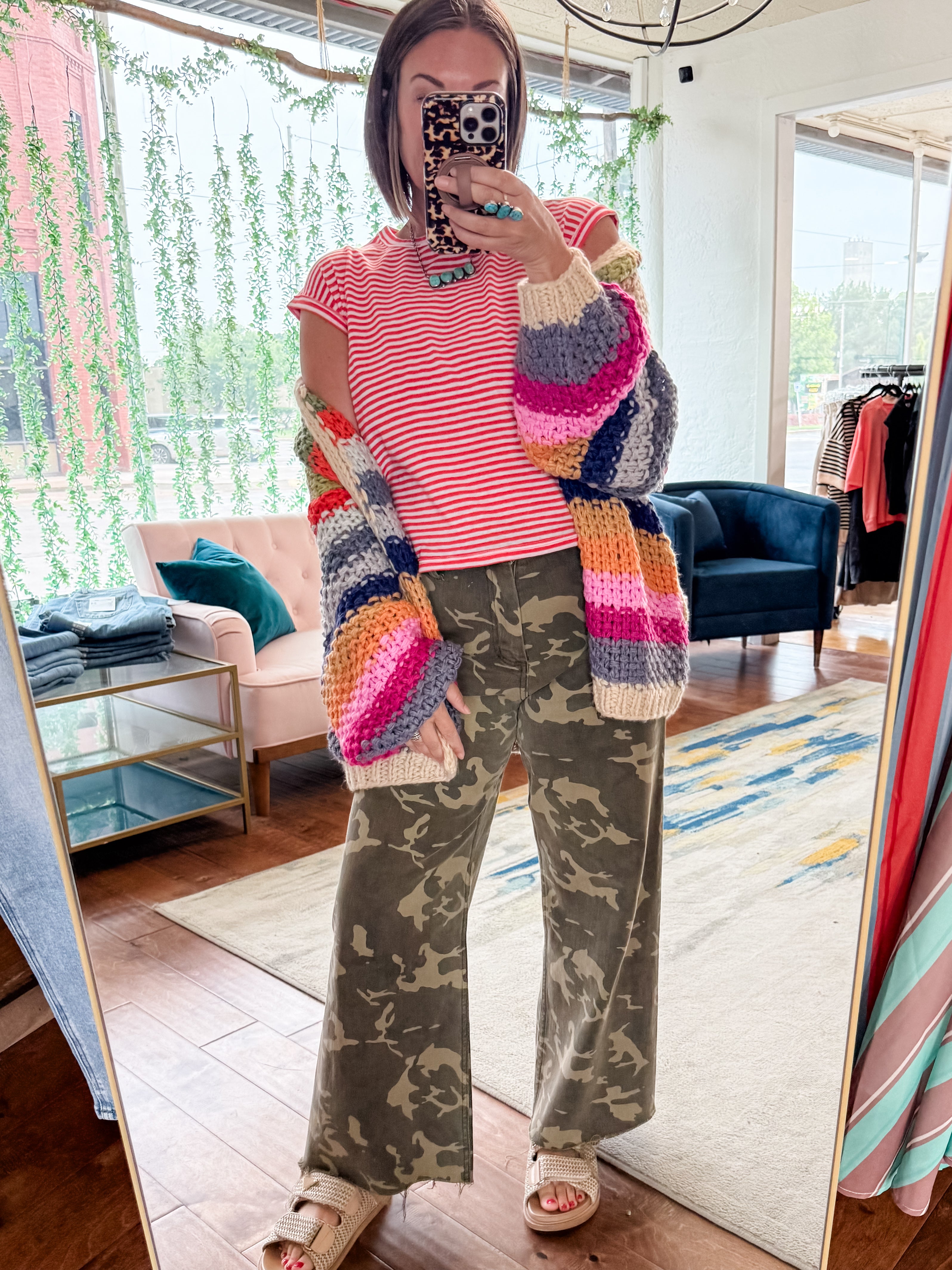 Camo Wide-Leg Utility Jeans