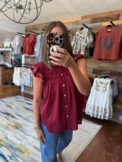 Wildberry Bloom Flutter Top