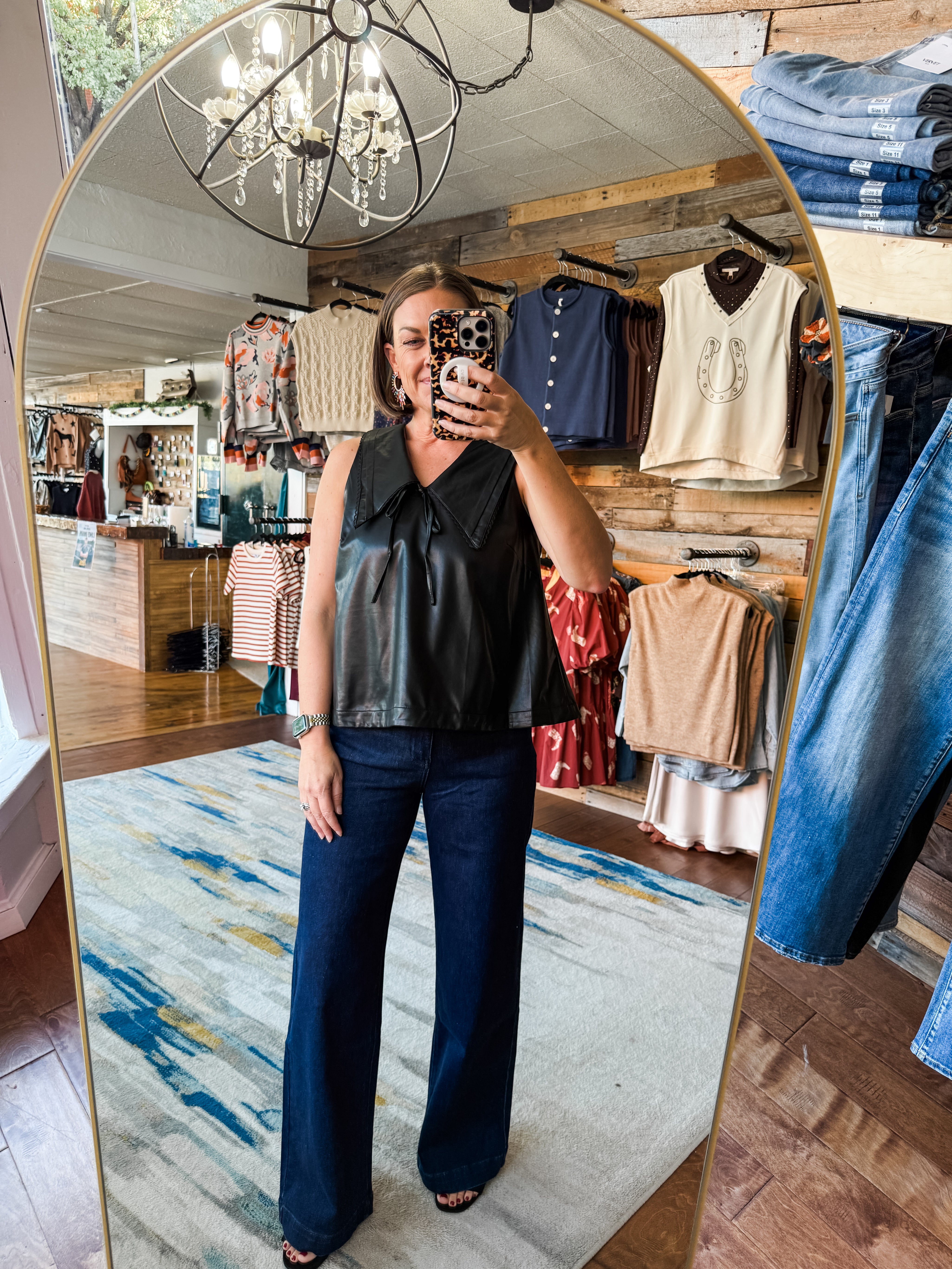 Faux Leather Sailor Top