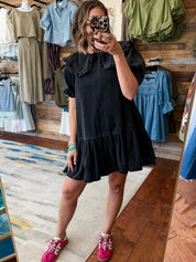 Ruffle Collar Puff Sleeve Dress