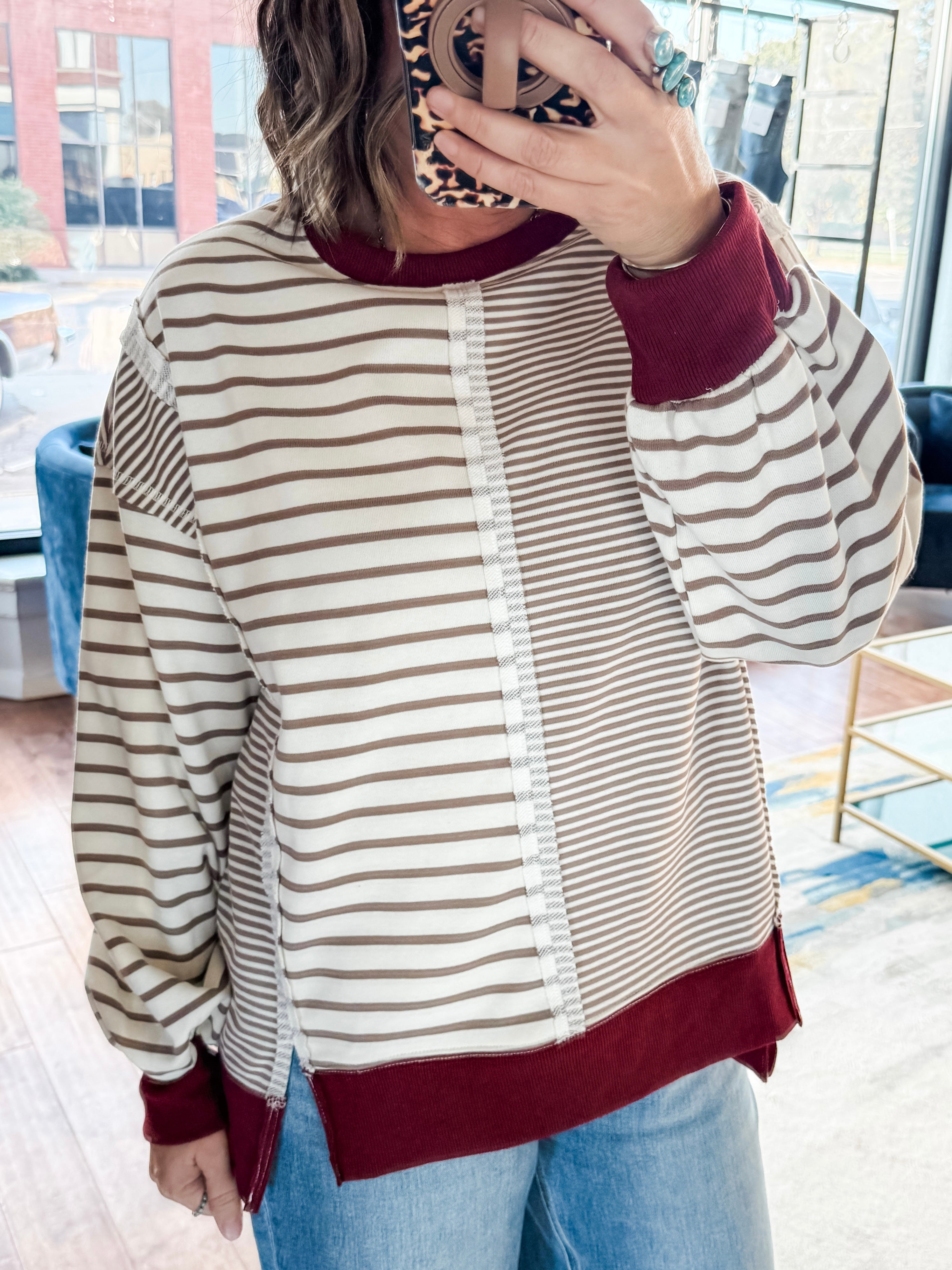 Striped Contrast Sweatshirt