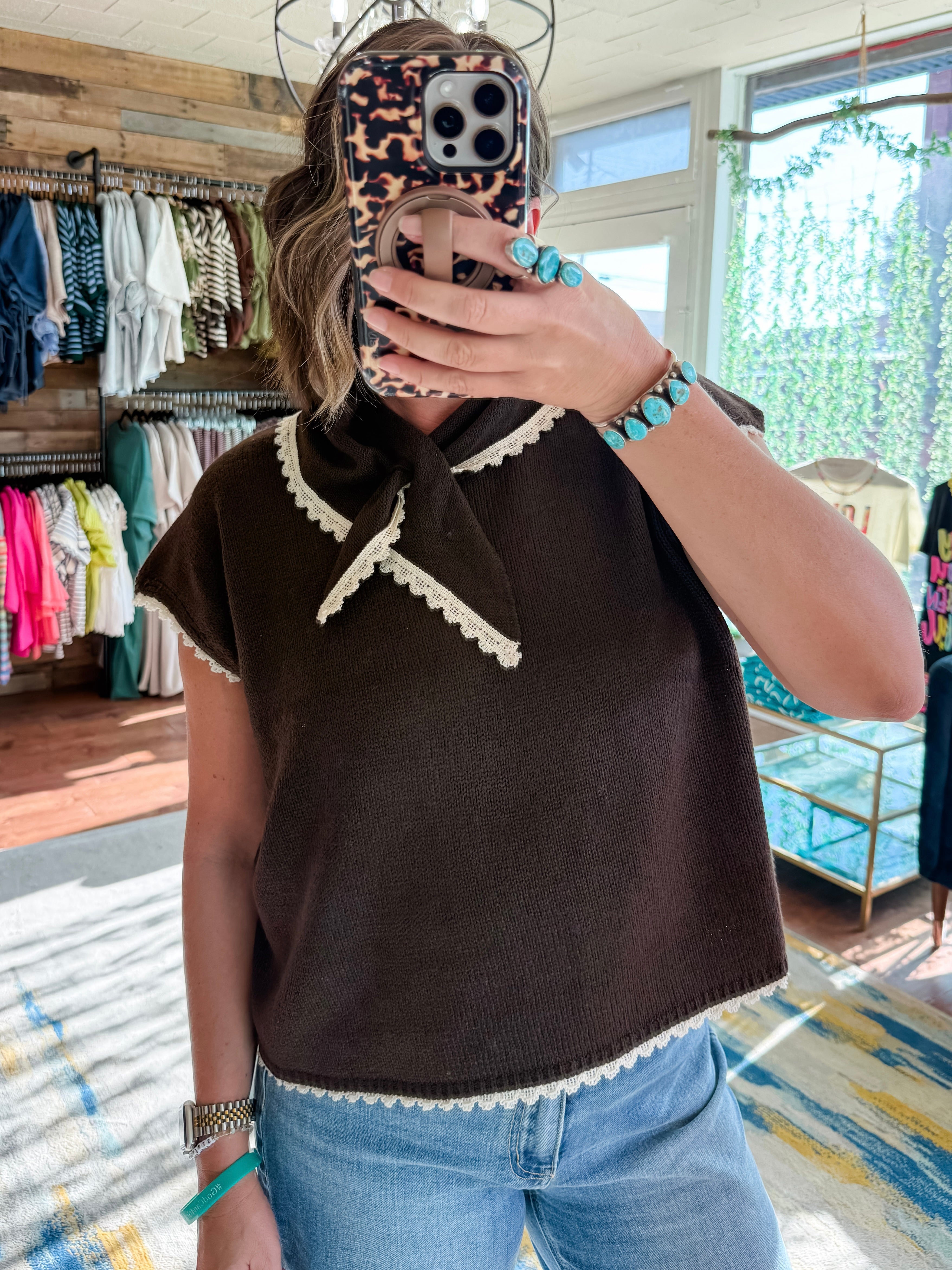Scarf Tie Cap Sleeve Top