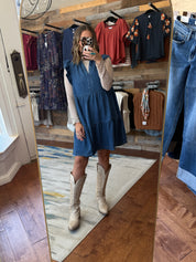 Tencel Ruffle Tiered Denim Dress