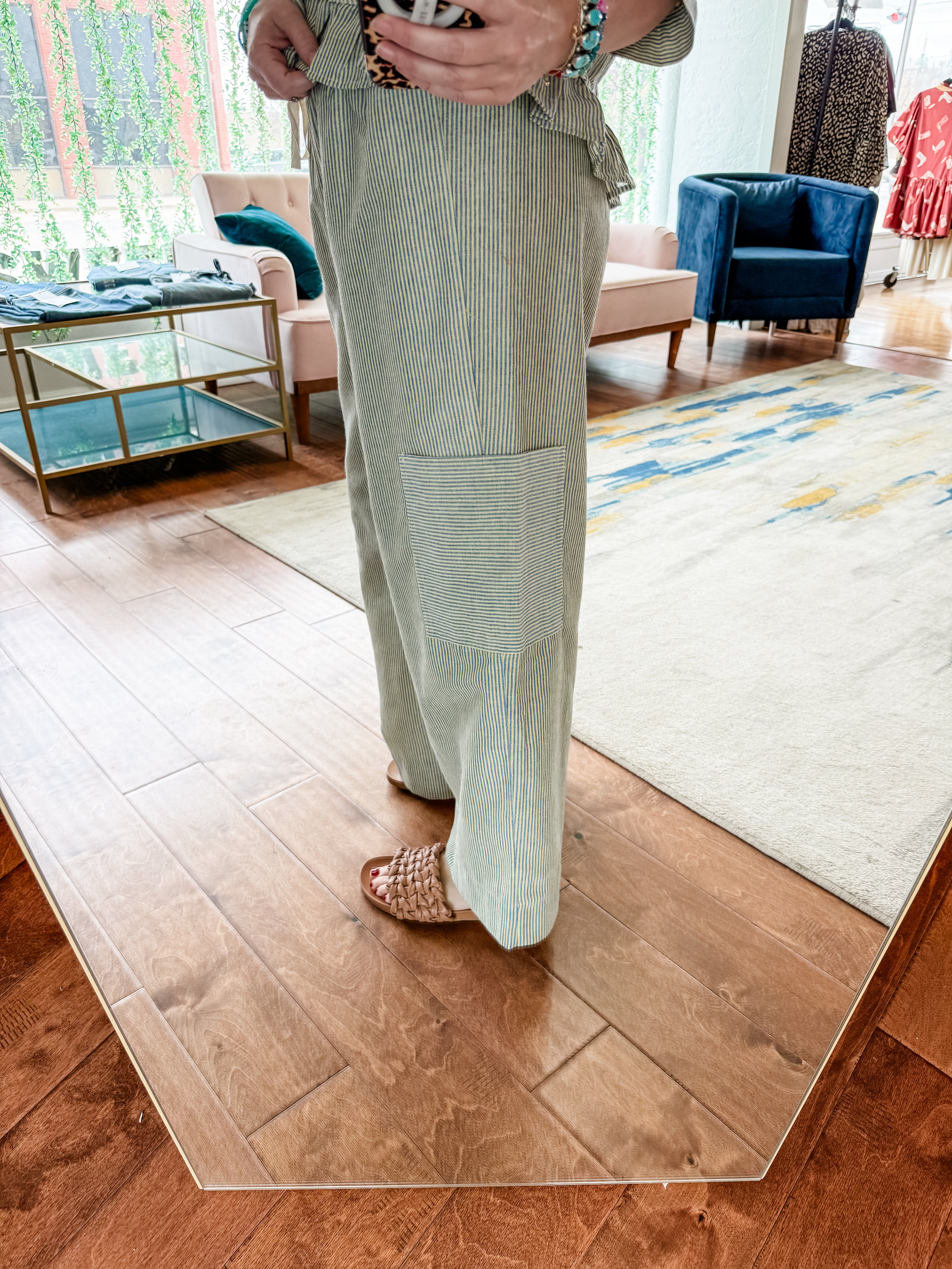 Blue/Yellow Ankle Pants