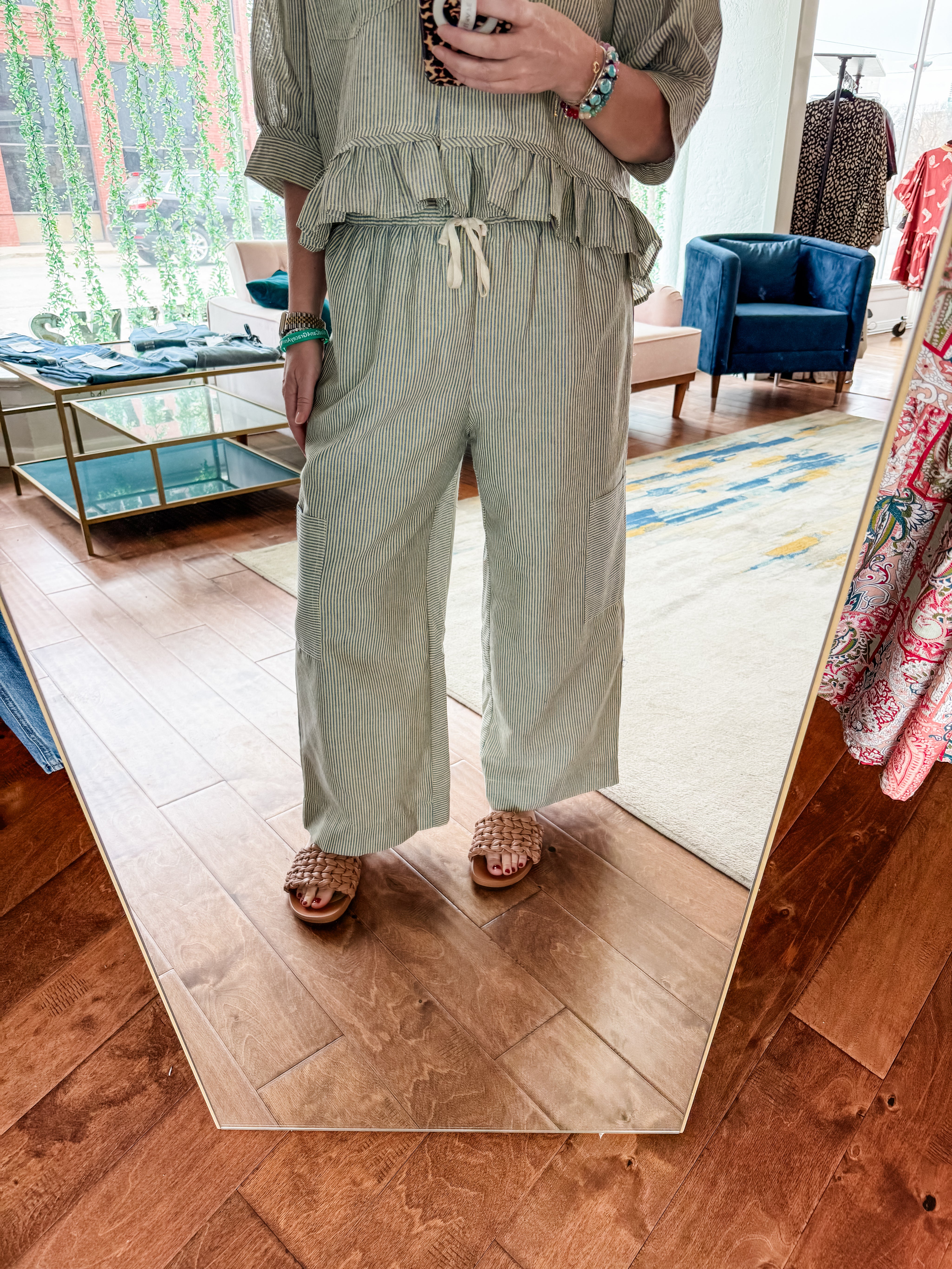Blue/Yellow Ankle Pants