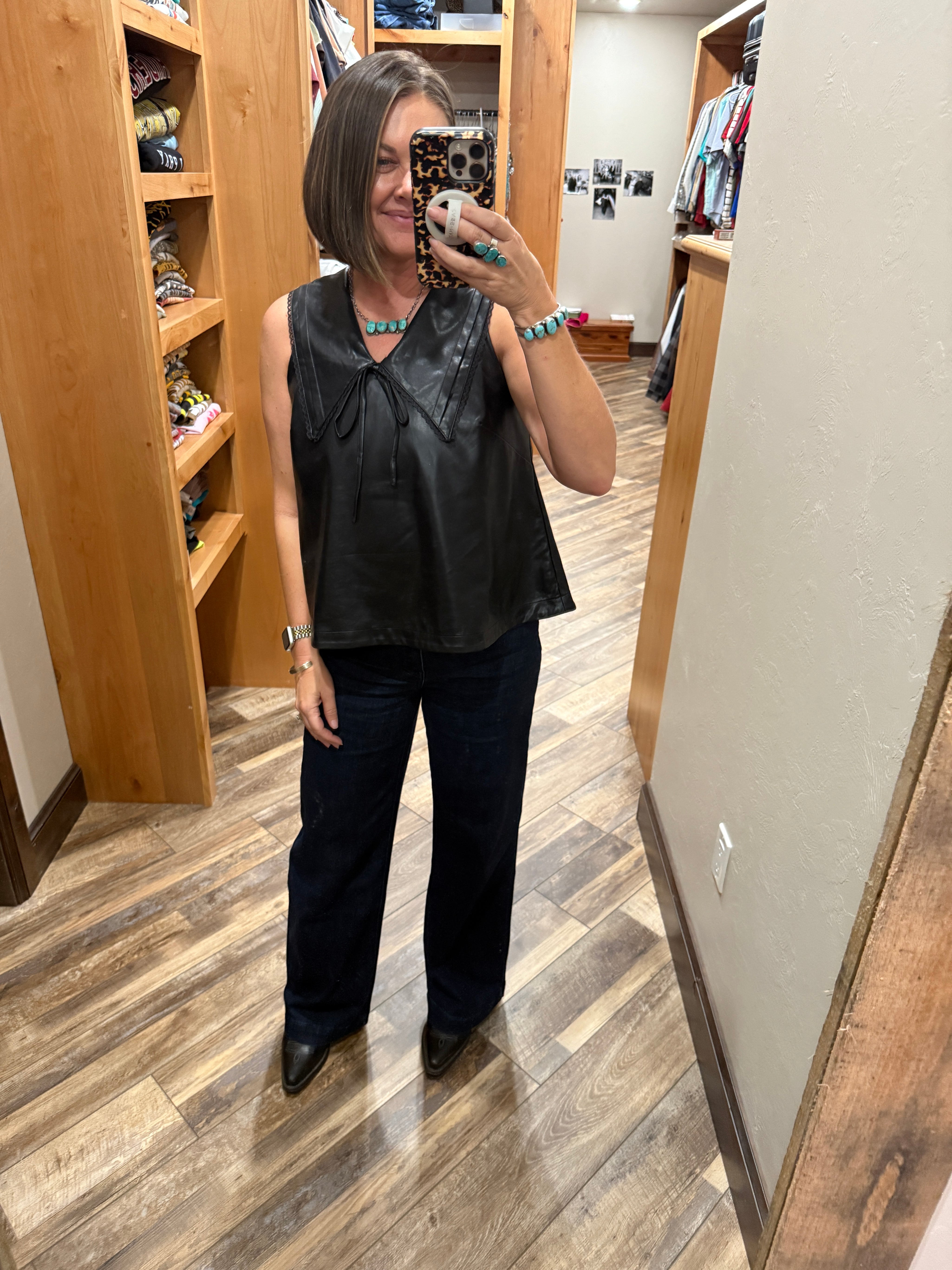 Faux Leather Sailor Top