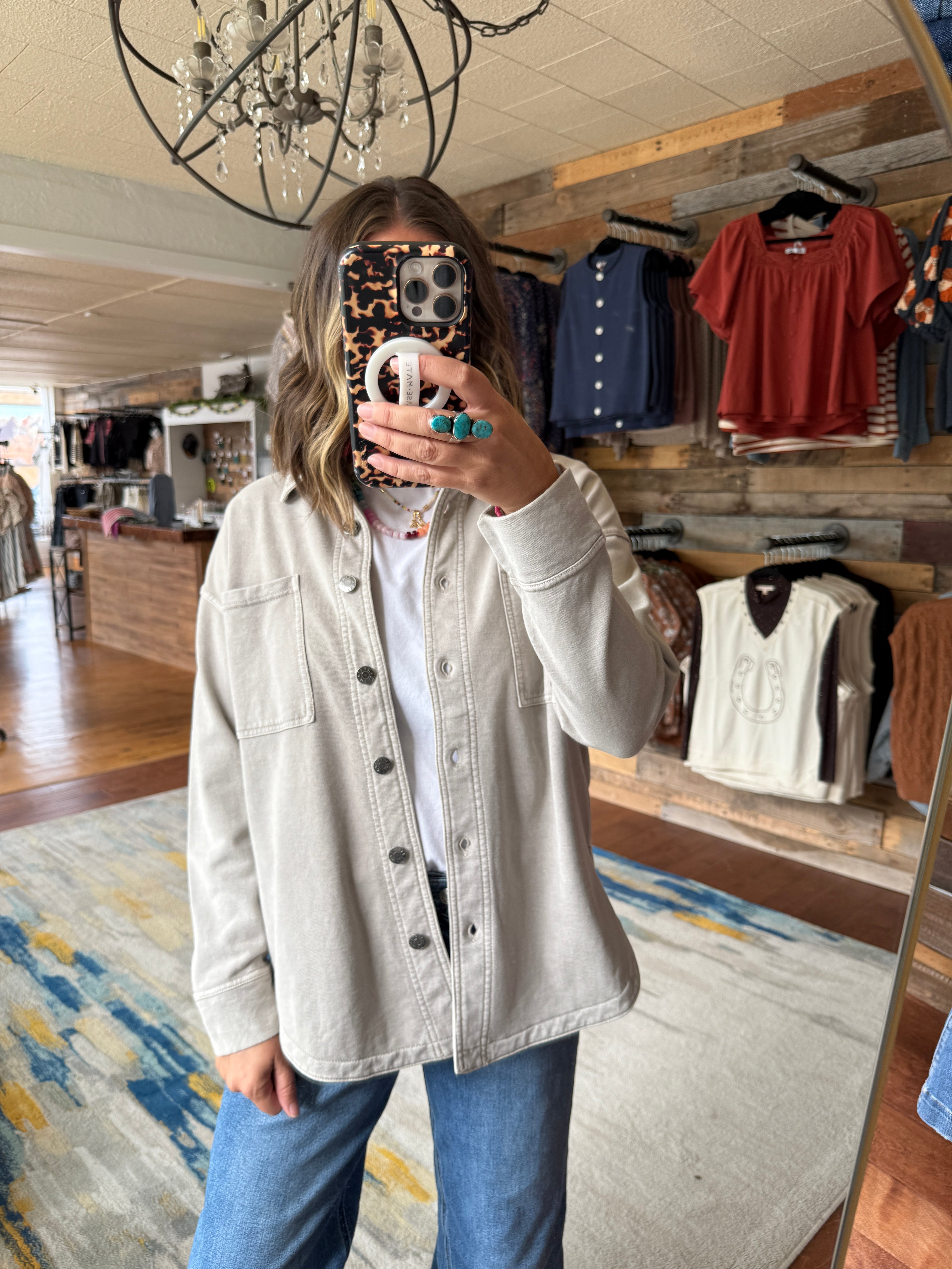 Cotton Fleece Oversized Shacket