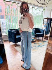 Suede Side Denim Pants