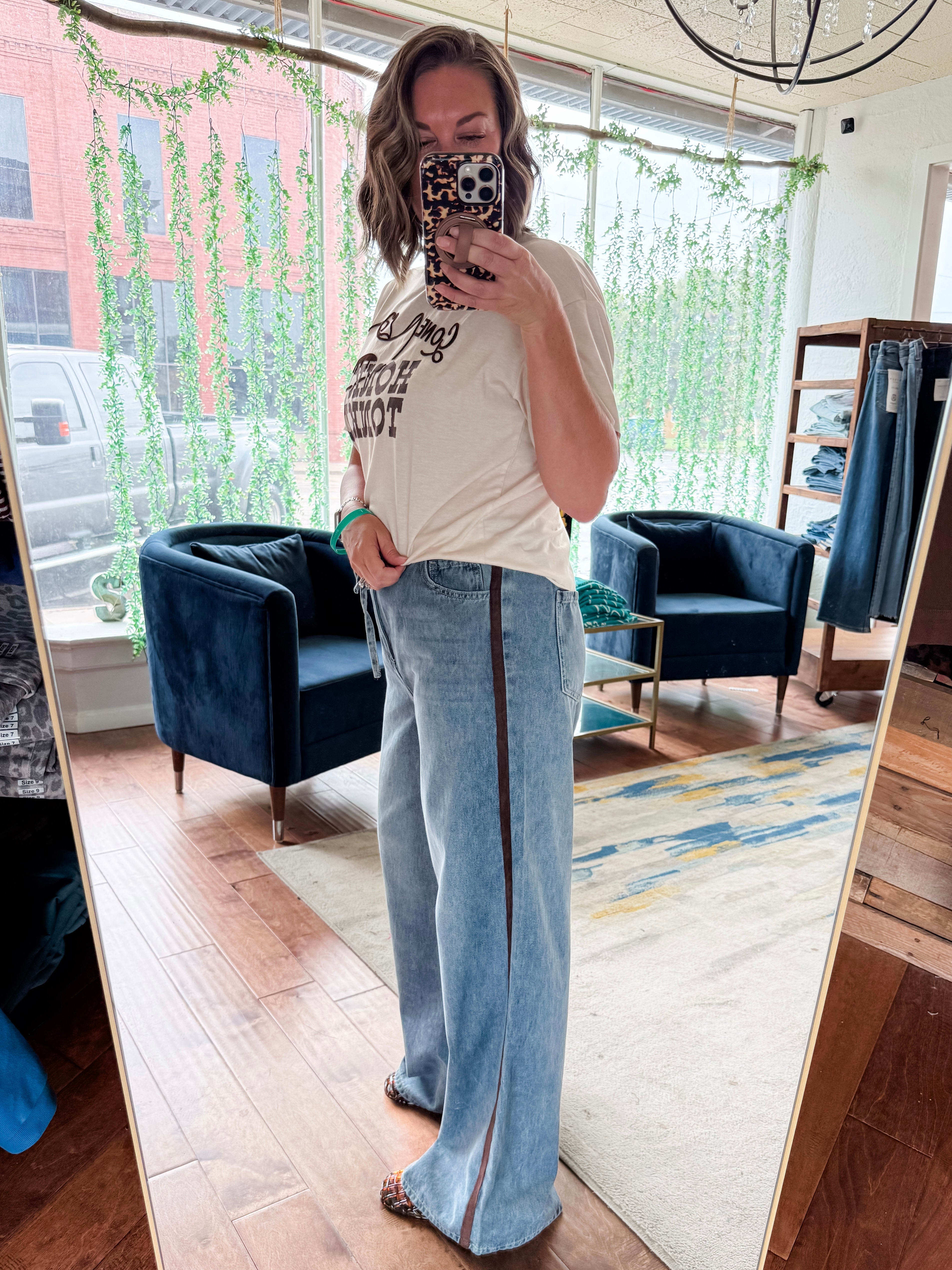 Suede Side Denim Pants