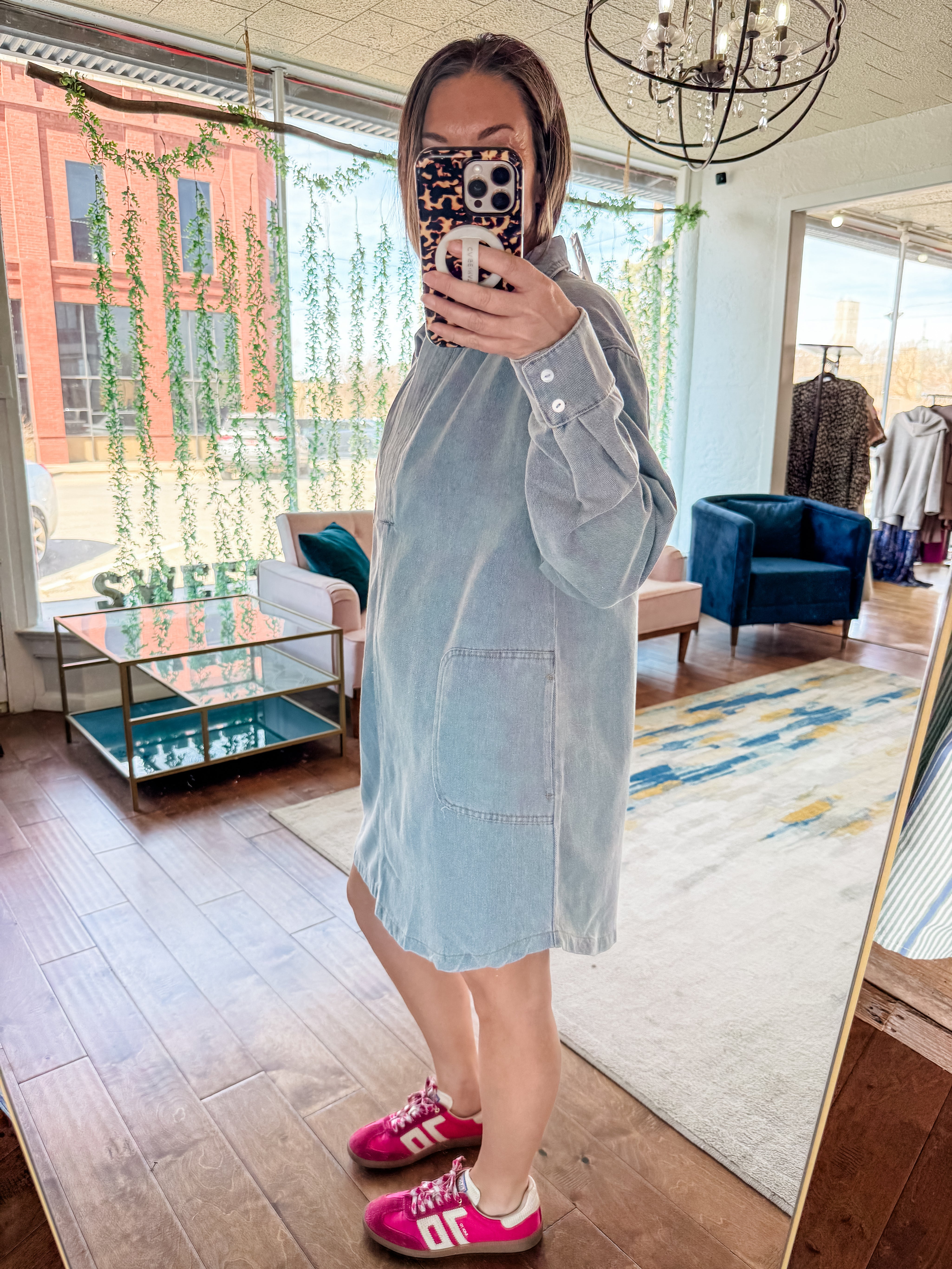 Mineral Washed Mini Shirt Dress