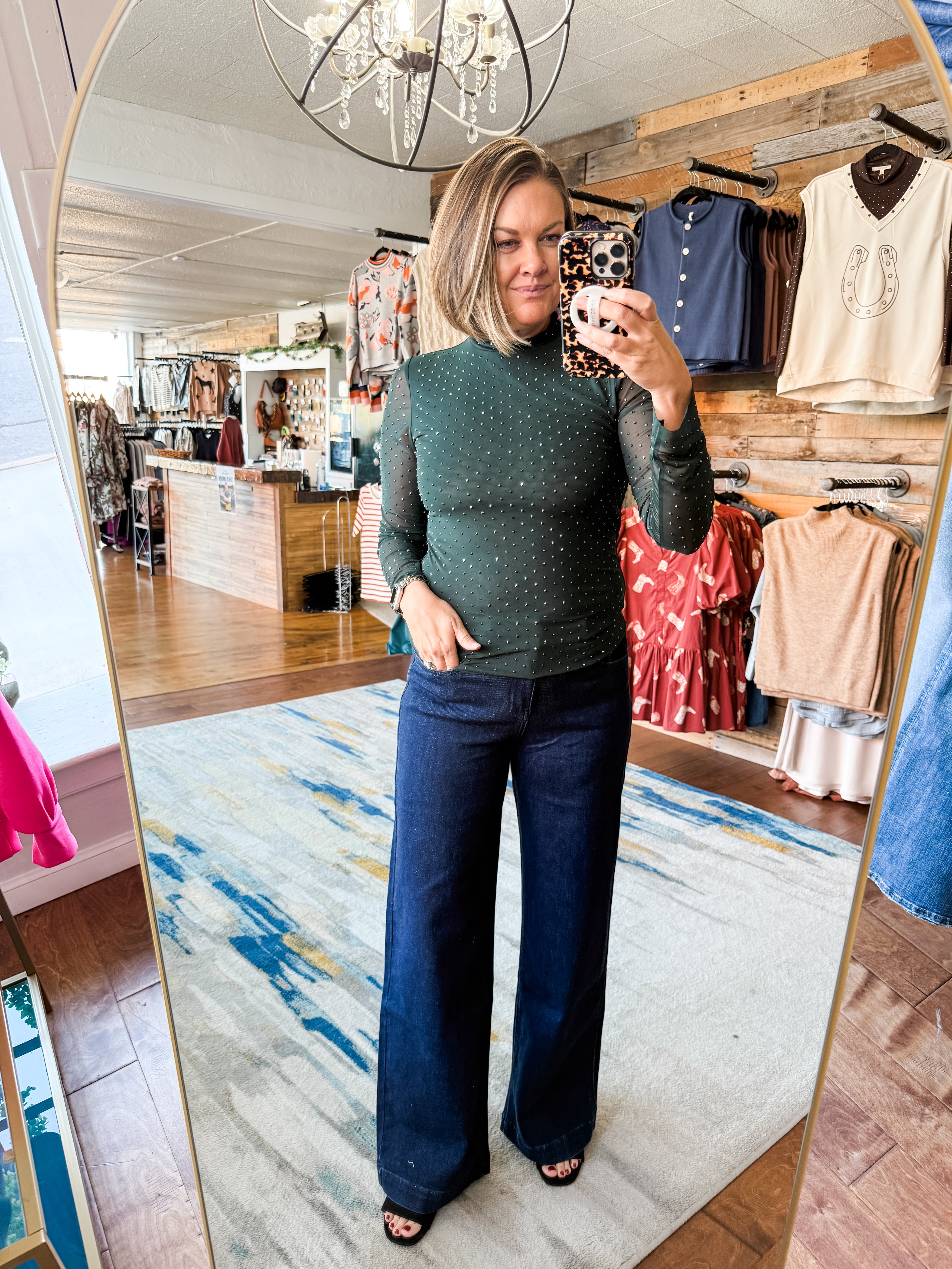 Embellished Mesh Top