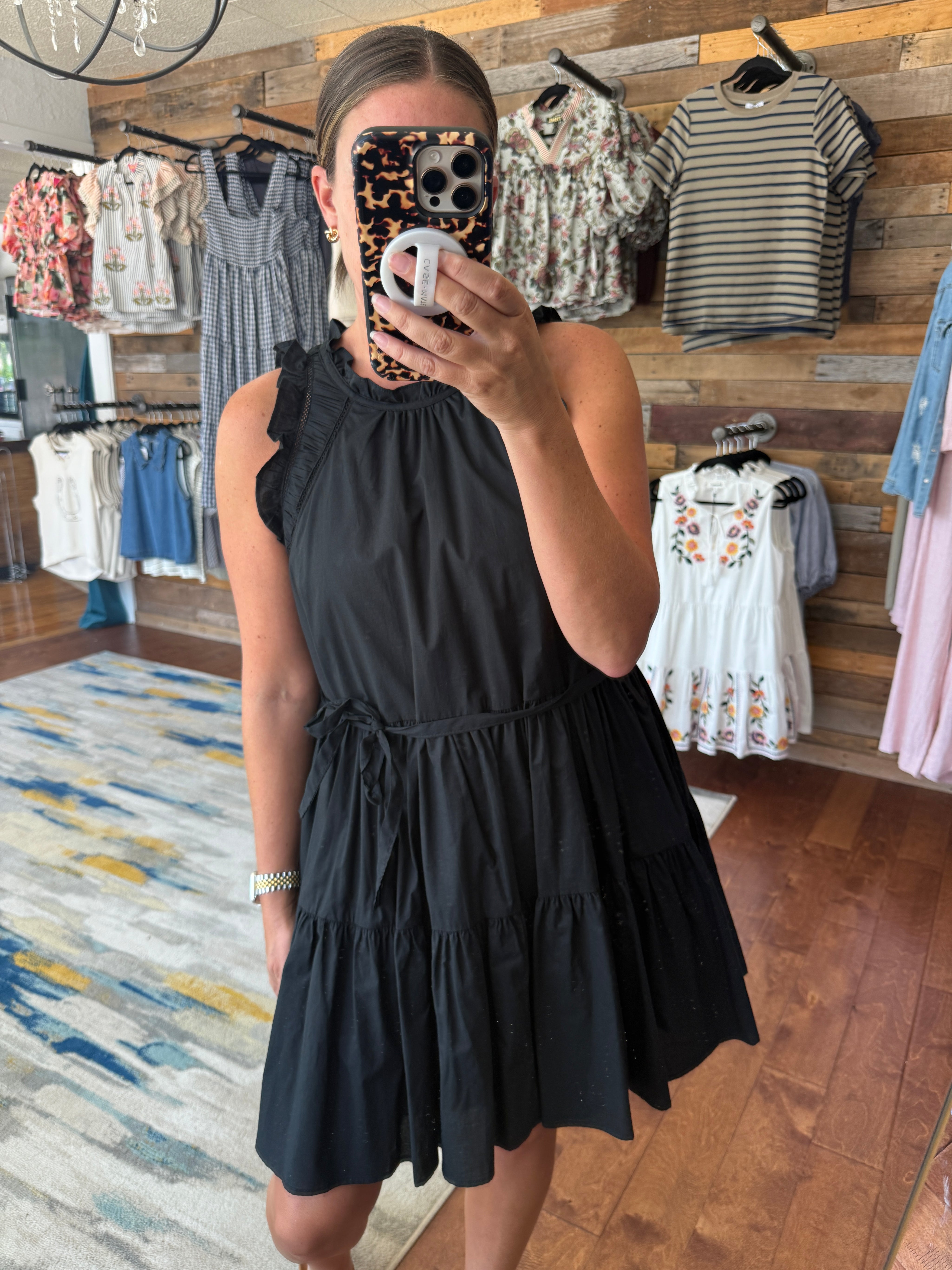 Sleeveless Ruffle Poplin Mini Dress