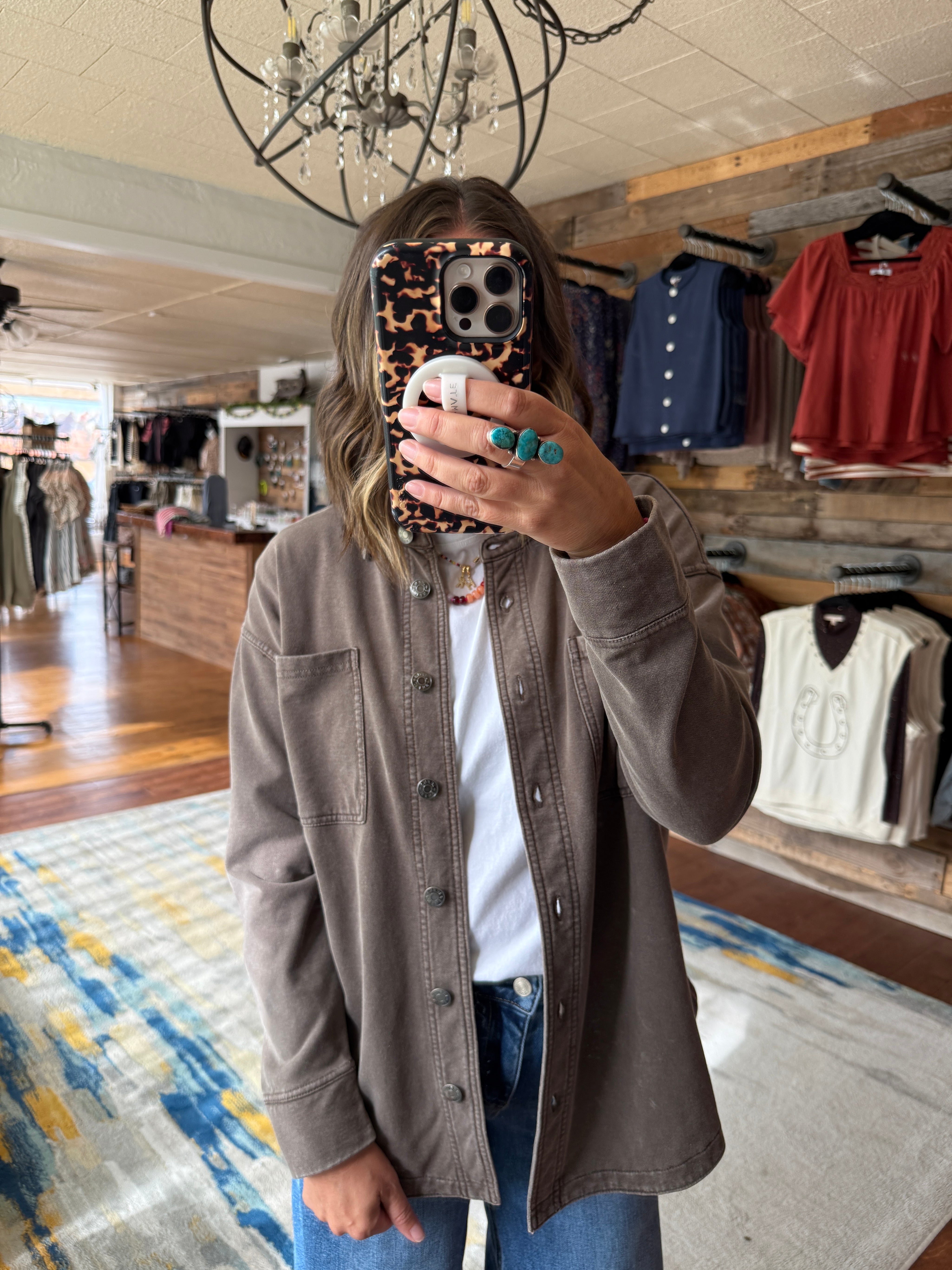 Cotton Fleece Oversized Shacket