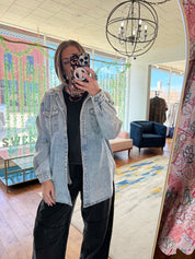 Oversized Denim Hooded Shirt
