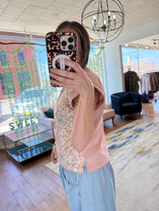 Floral Print & Terry Mix Top