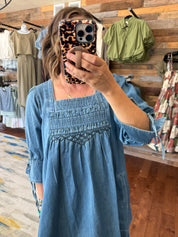 Smocked Denim Dress