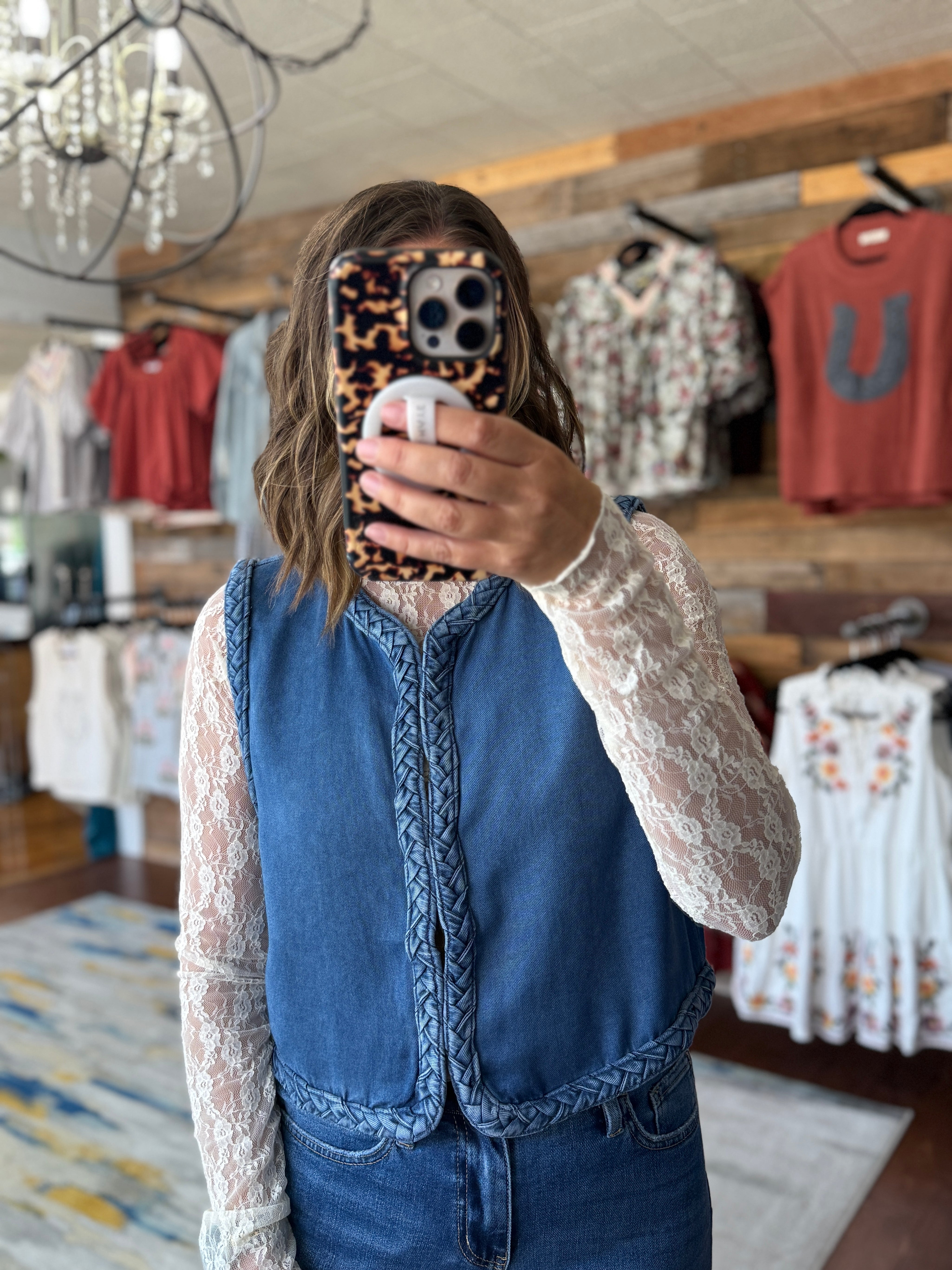Braided Denim Vest