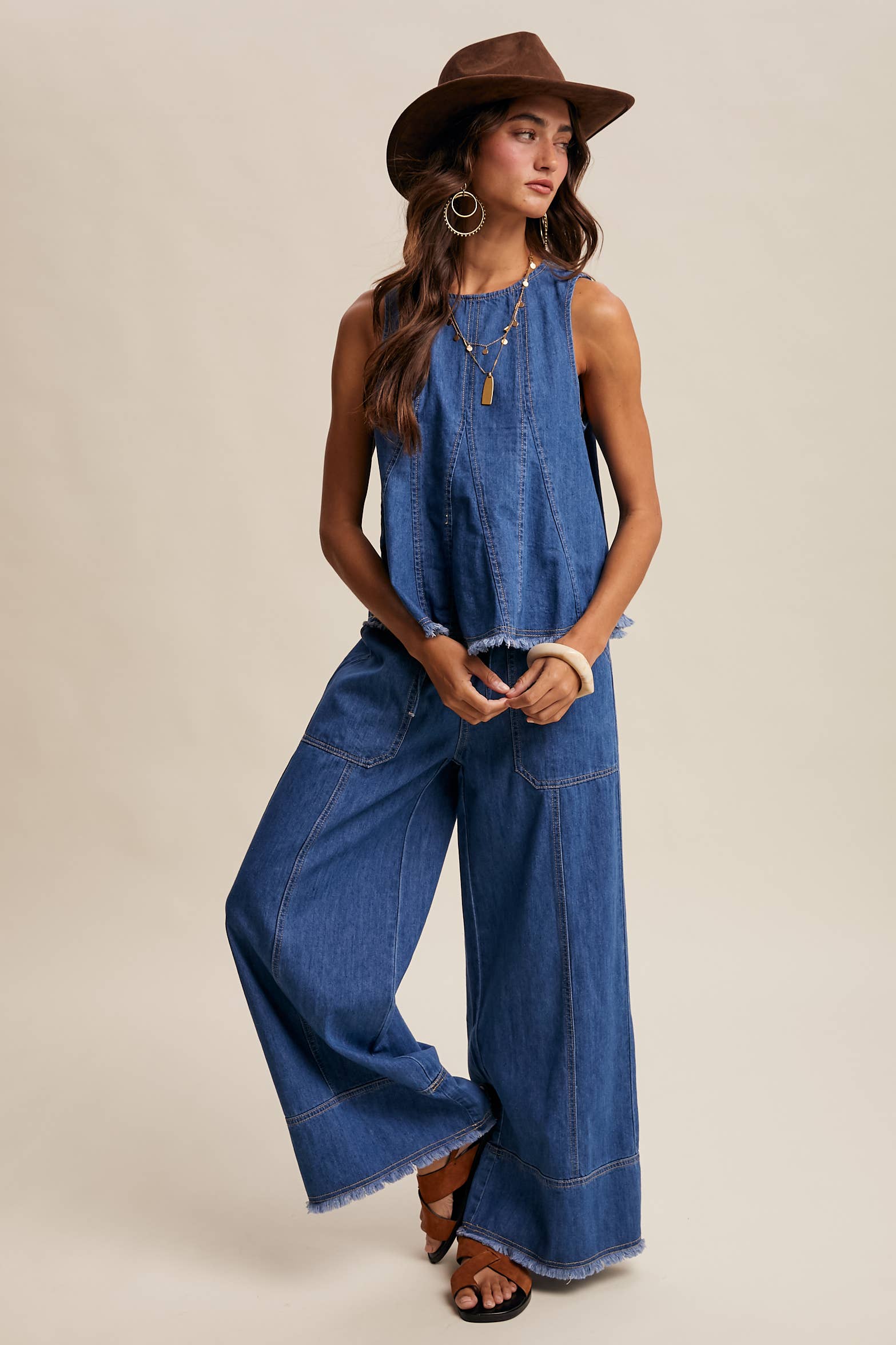 Boho Denim Pant Set