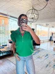 Ruffled Zip-Up Sweatshirt