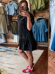Ruffle Collar Puff Sleeve Dress