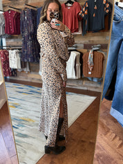 Leopard Satin Maxi Skirt