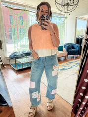 Patchwork Barrel Jeans