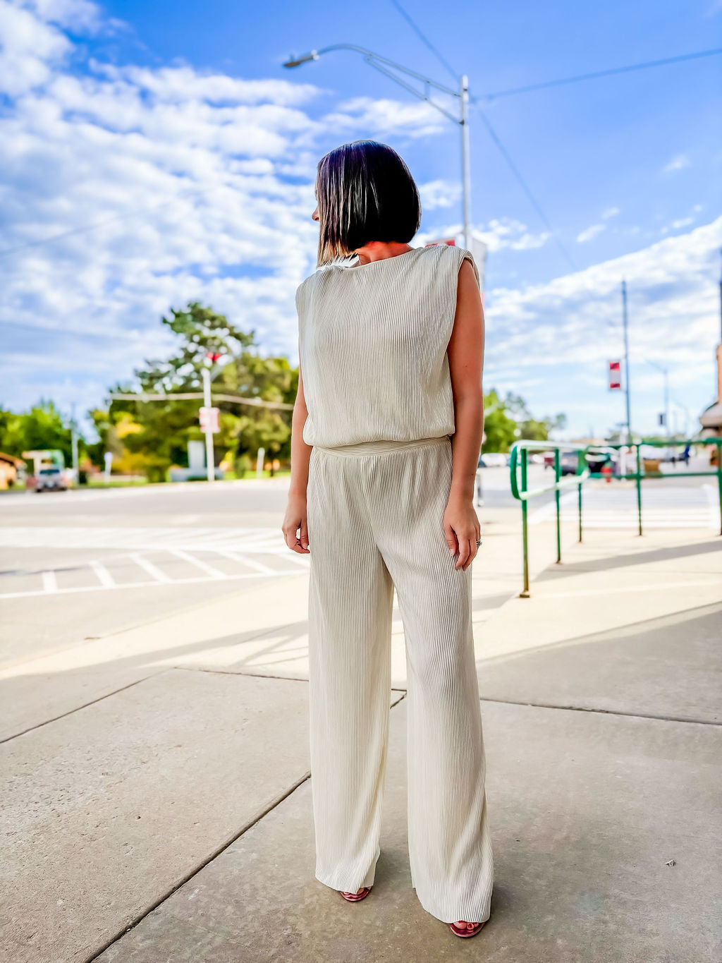 Metallic Muscle Top Pant Set