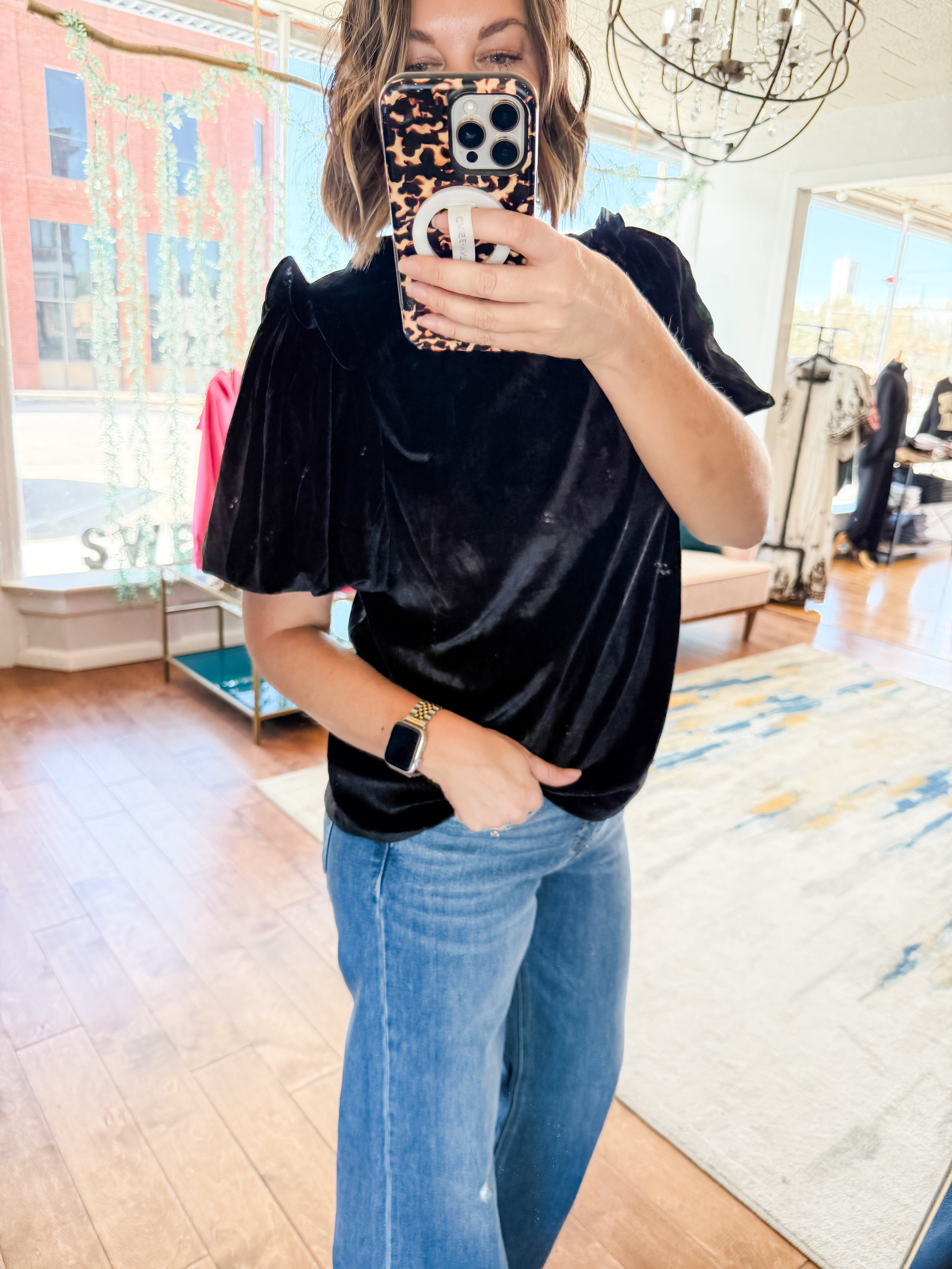 Velvet Puff Short Sleeve Top