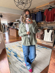 Cotton Fleece Oversized Shacket