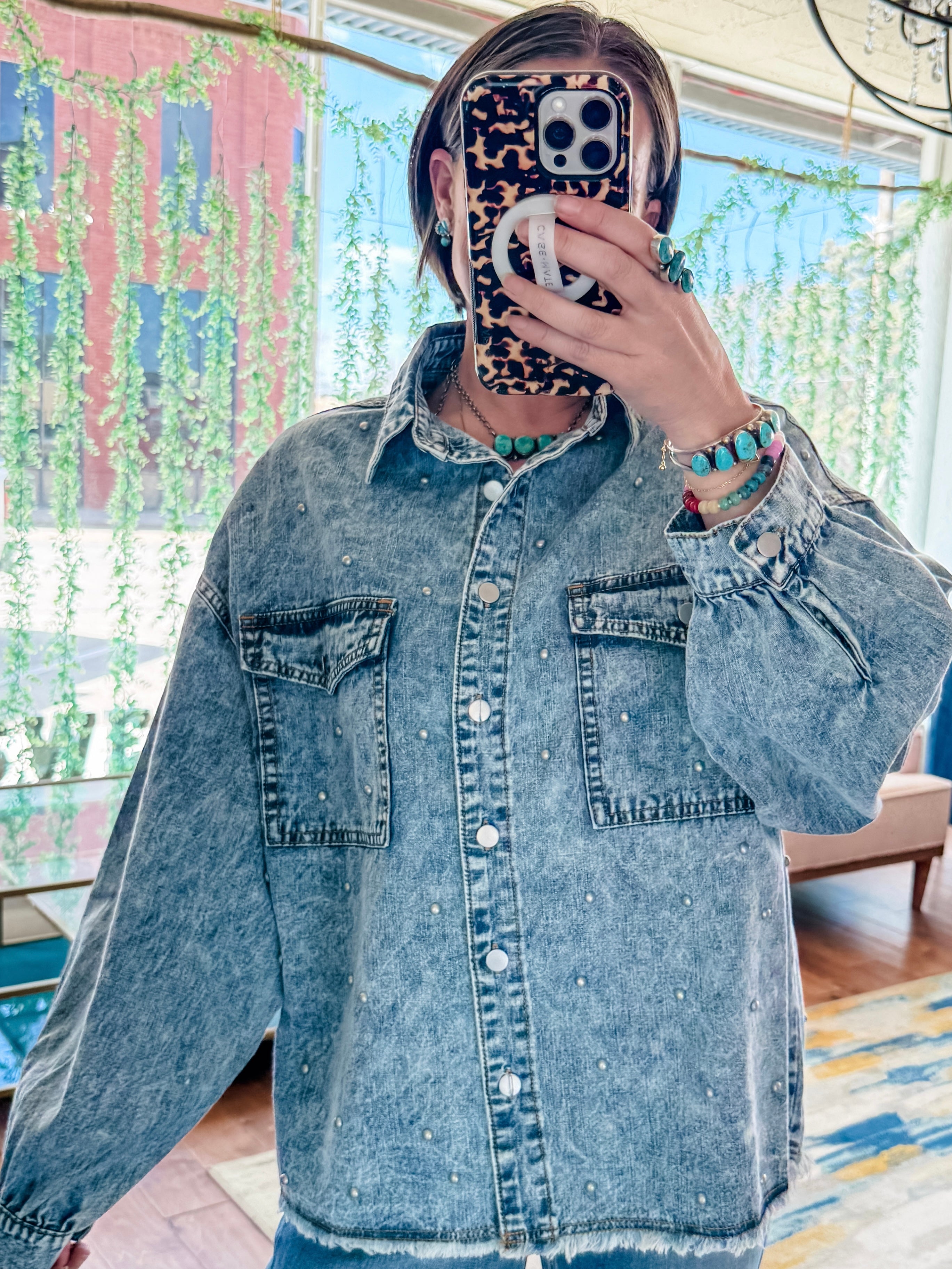 Aurora Studded Denim Top