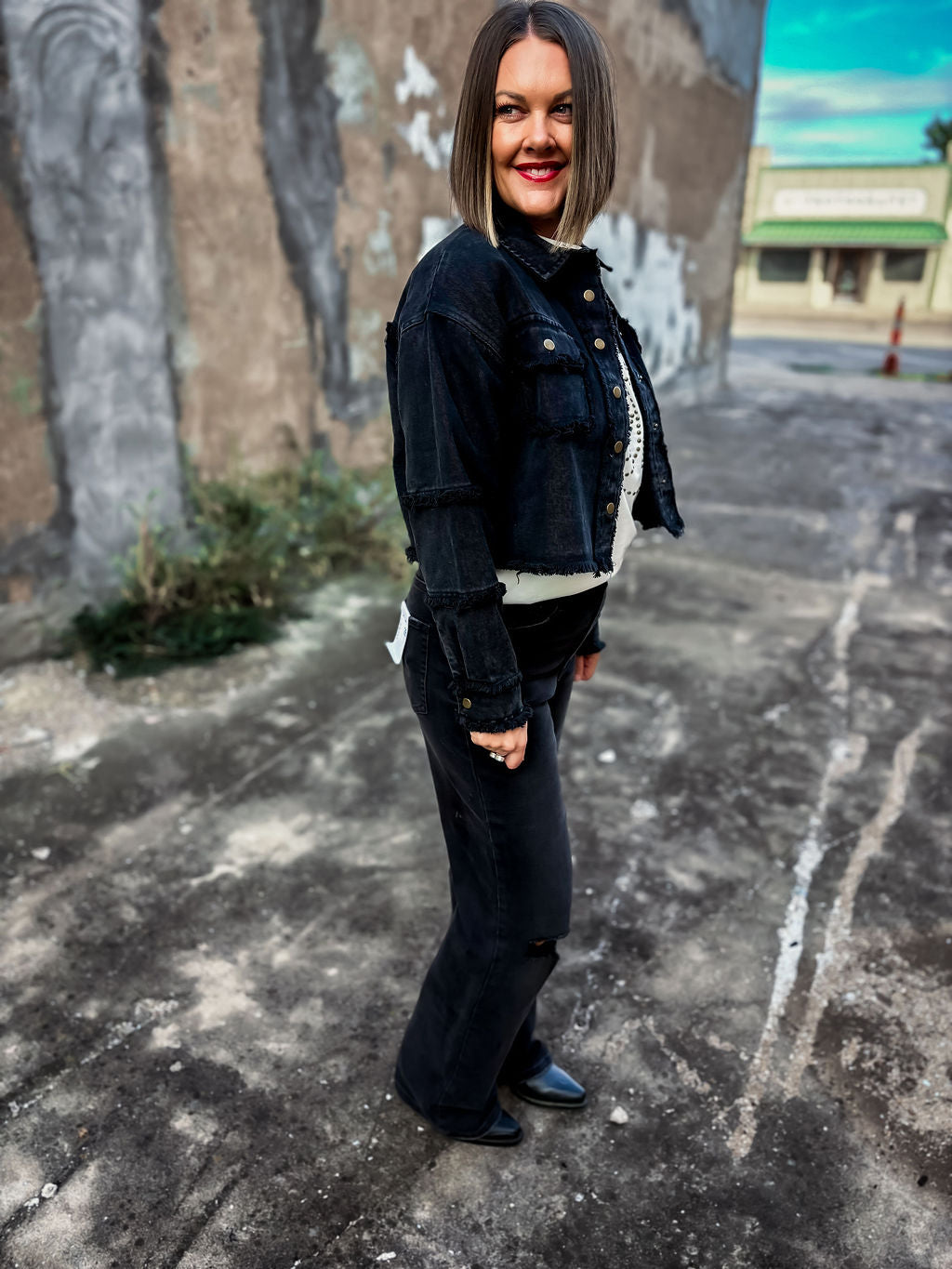 Vintage Washed Frayed Jacket