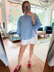 Pinstripe Voluminous Bubble Blouse