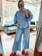Pinstripe Voluminous Bubble Blouse