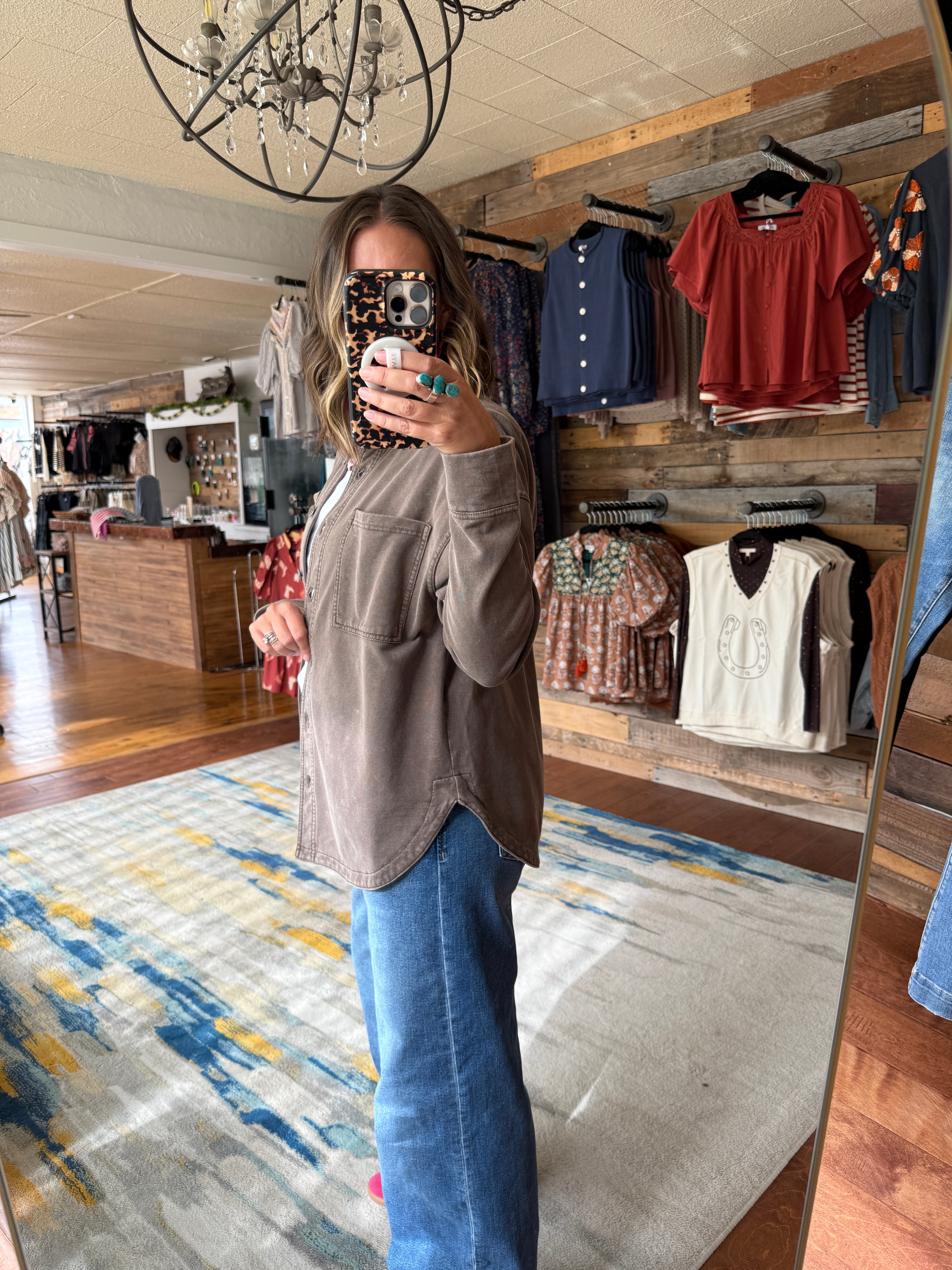 Cotton Fleece Oversized Shacket