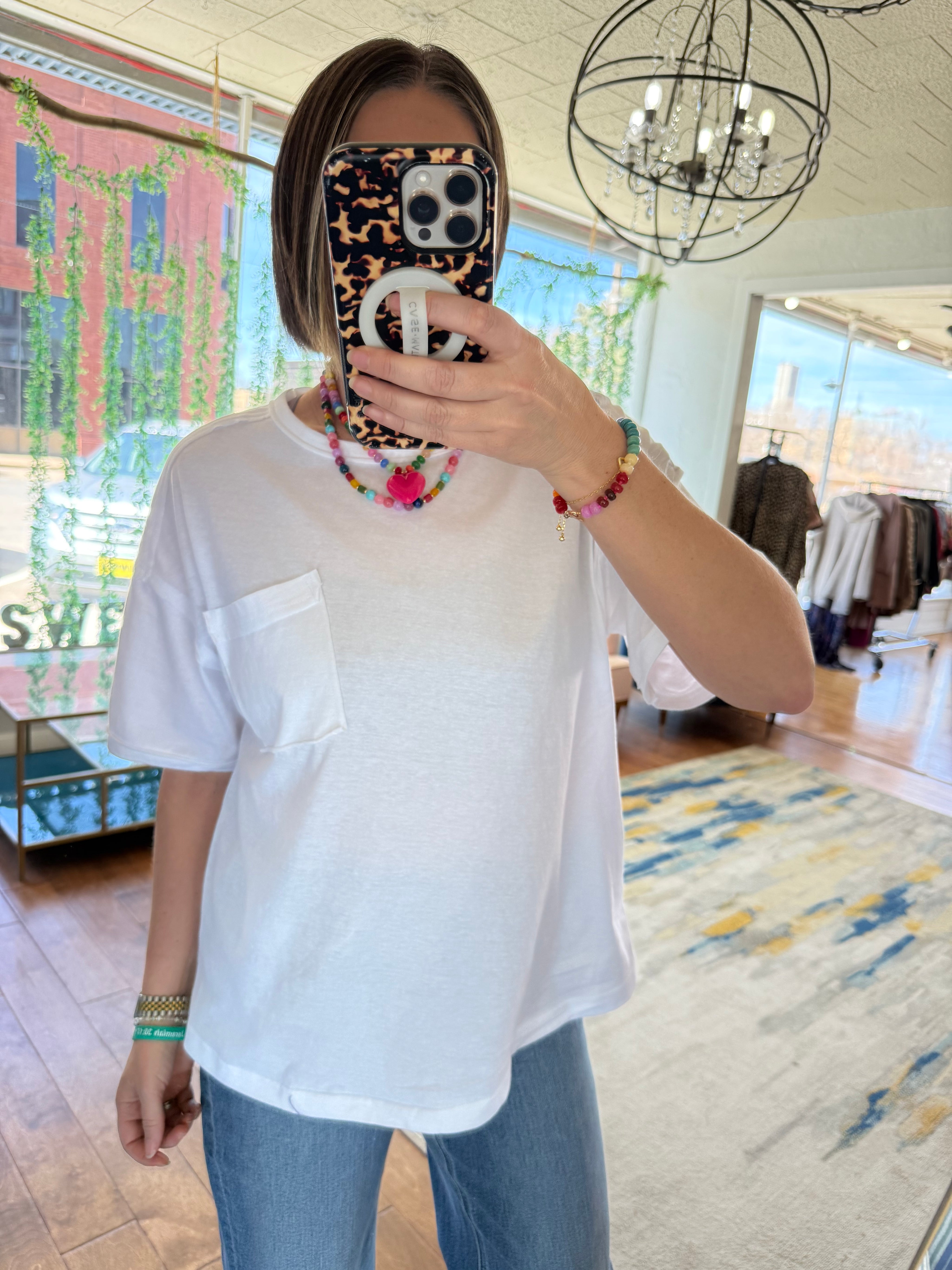 Mineral Washed Knit Top With Pocket